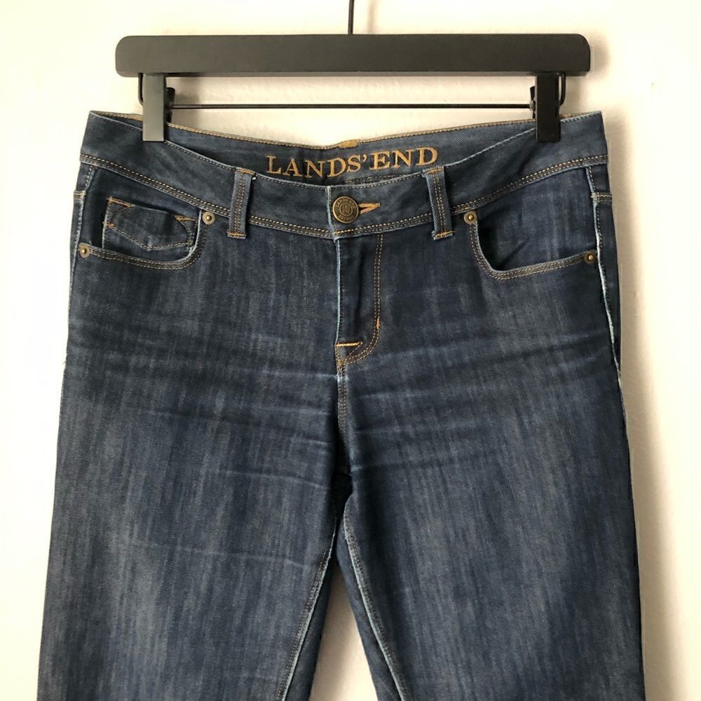 Lands End dark Wash straight leg denim jeans size 4 - Picture 2 of 10